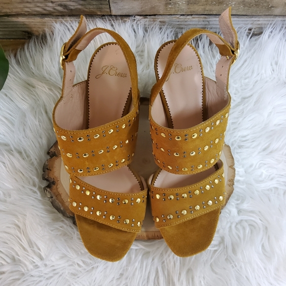 J. Crew Studded Suede Heeled Sandals - Picture 3 of 8